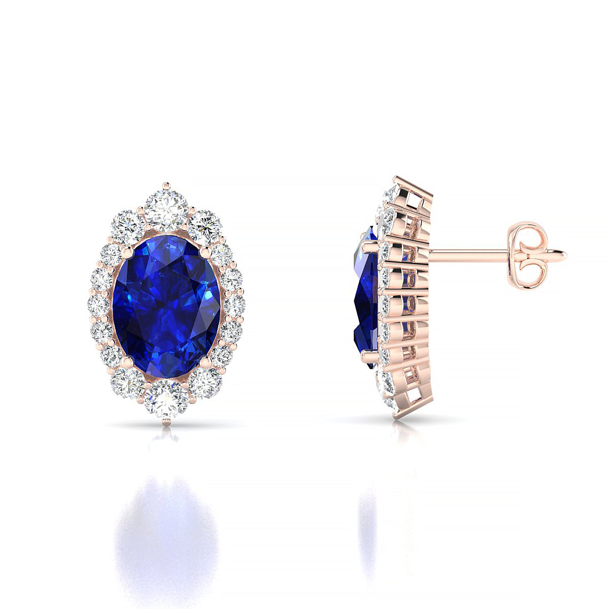Romance | 18k Rose Gold 8 x 6 mm Oval Sapphire Earrings