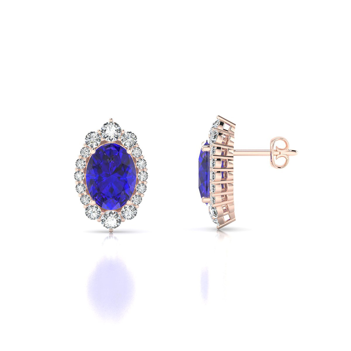 Romance | 18k Rose Gold 8 x 6 mm Oval Tanzanite Earrings