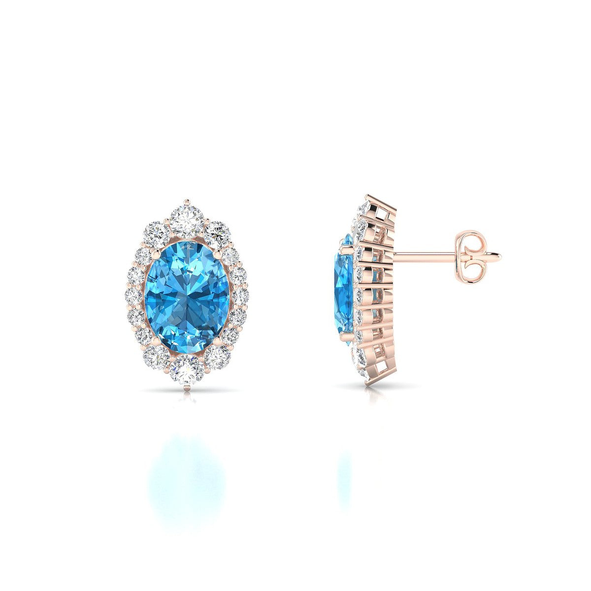Romance | 18k Rose Gold 8 x 6 mm Oval Topaz Earrings