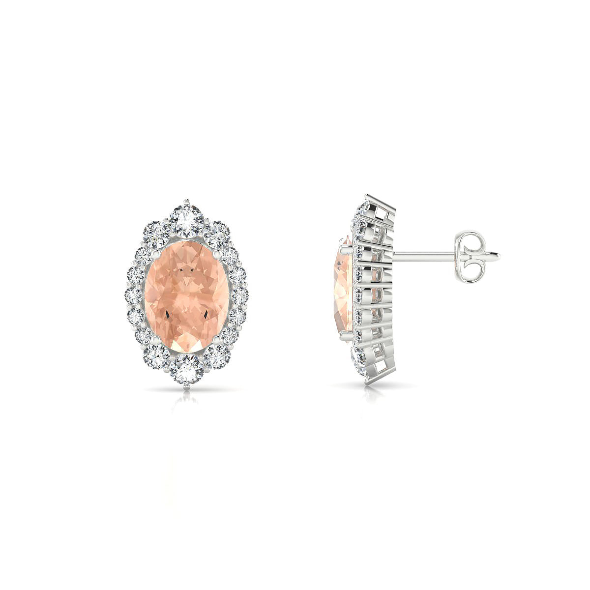 Romance | 18k White Gold 8 x 6 mm Oval Morganite Earrings