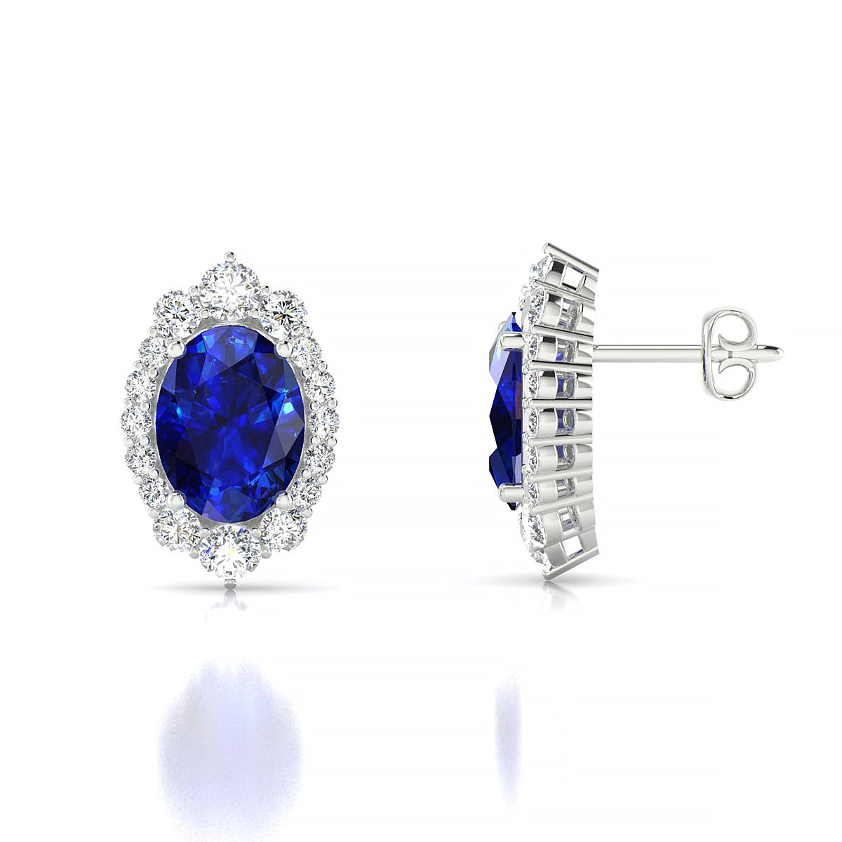 Romance | 18k White Gold 8 x 6 mm Oval Sapphire Earrings