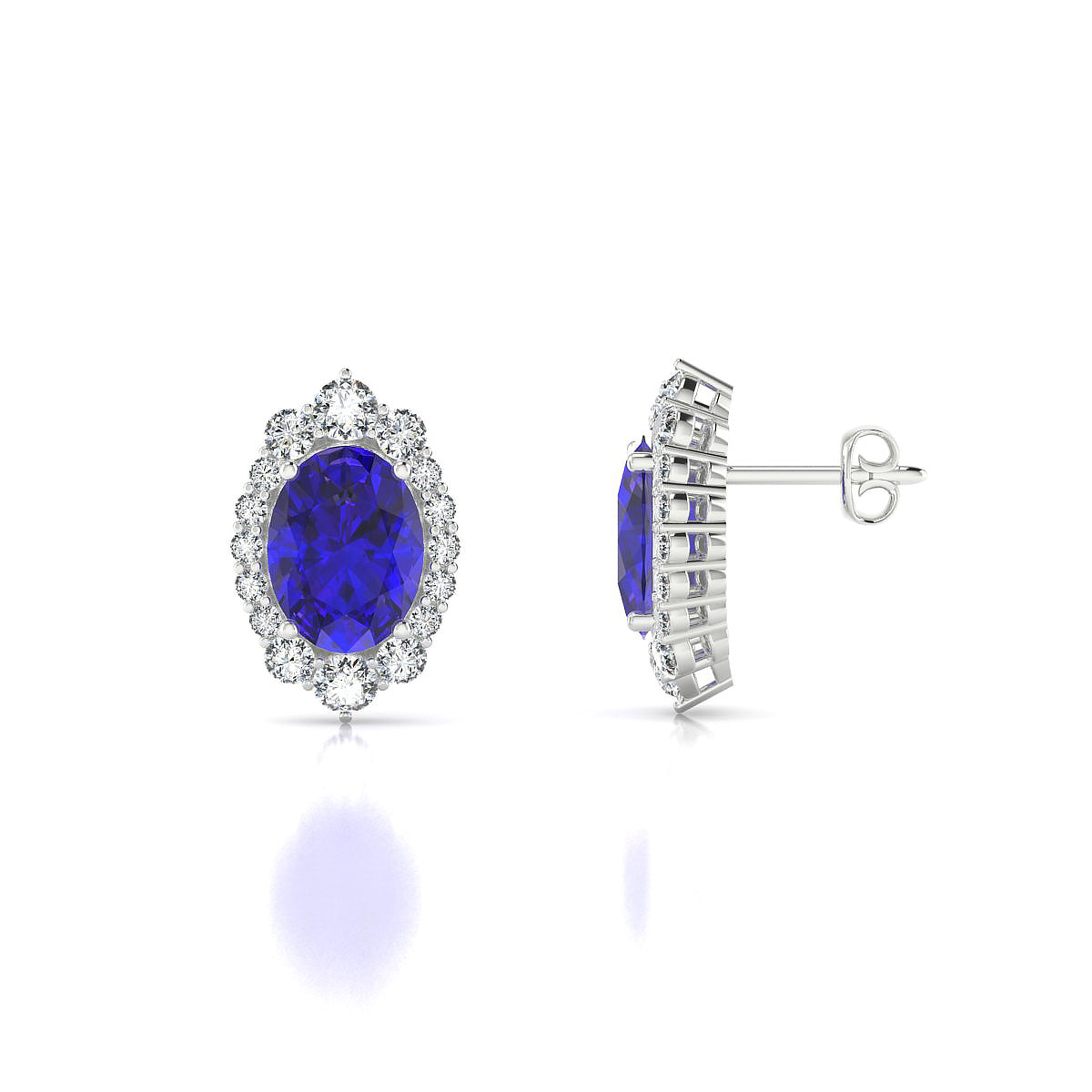 Romance | 18k White Gold 8 x 6 mm Oval Tanzanite Earrings