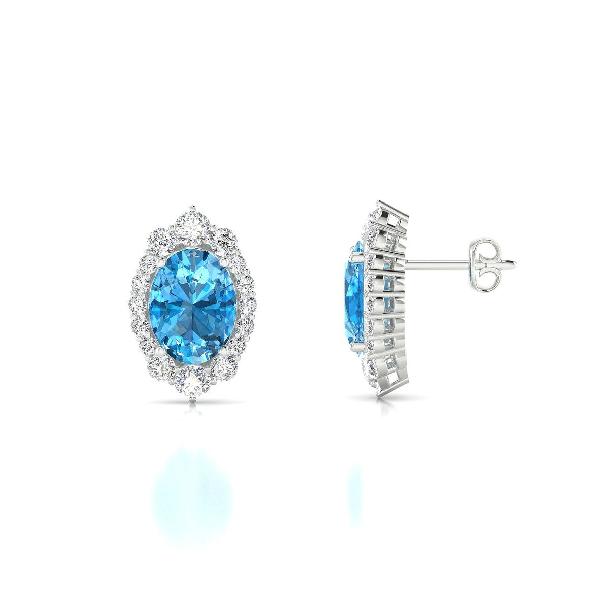 Romance | 18k White Gold 8 x 6 mm Oval Topaz Earrings