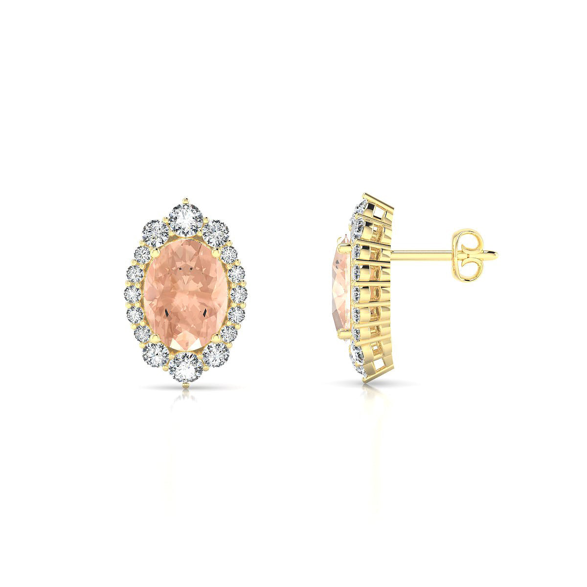 Romance | 18k Yellow Gold 8 x 6 mm Oval Morganite Earrings