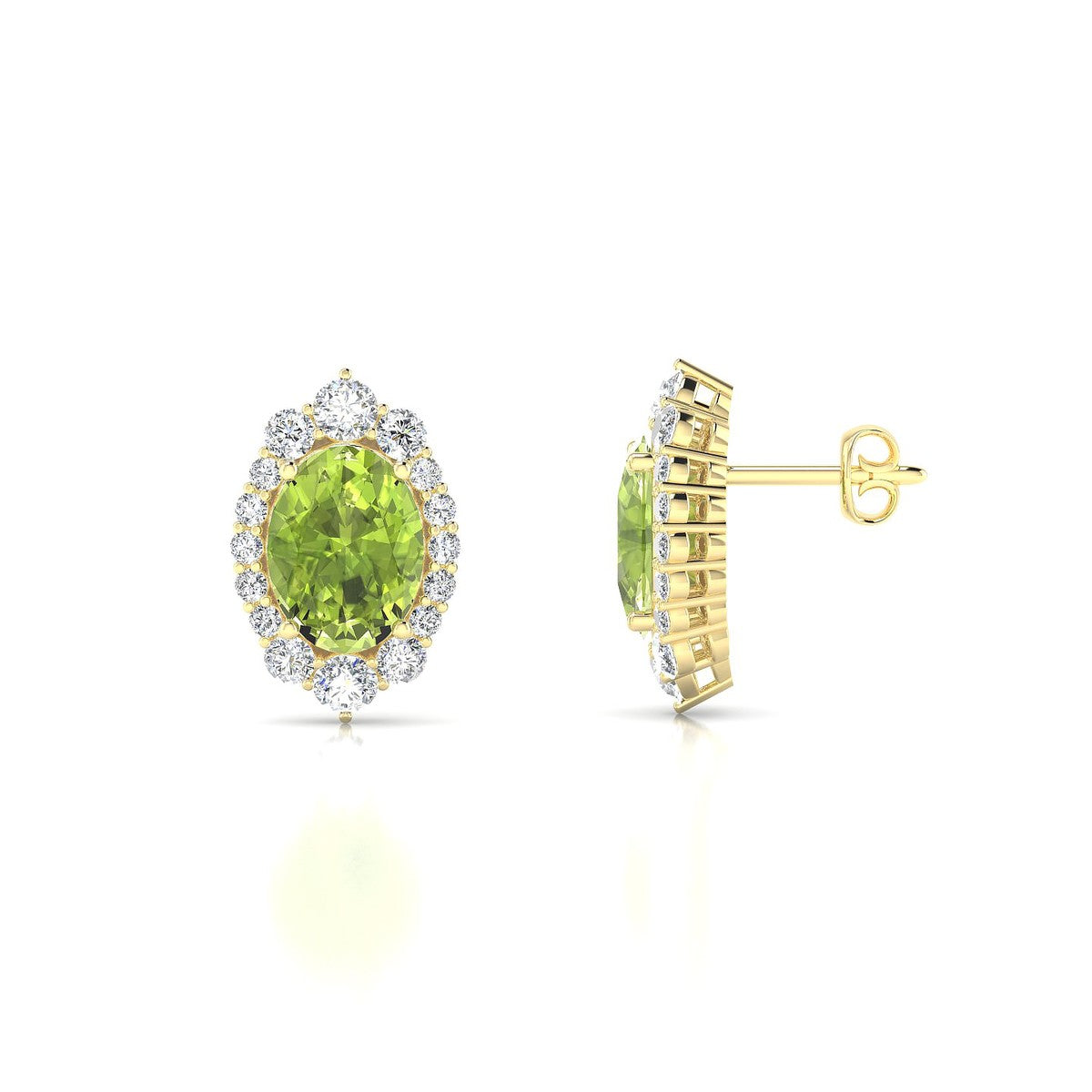 Romance | 18k Yellow Gold 8 x 6 mm Oval Peridot Earrings