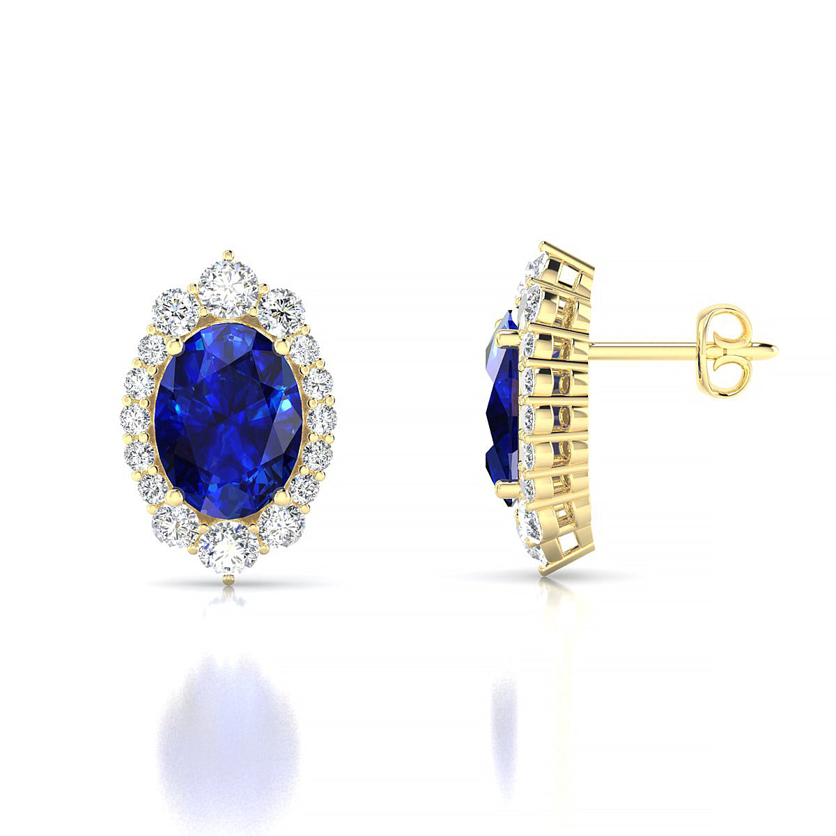 Romance | 18k Yellow Gold 8 x 6 mm Oval Sapphire Earrings