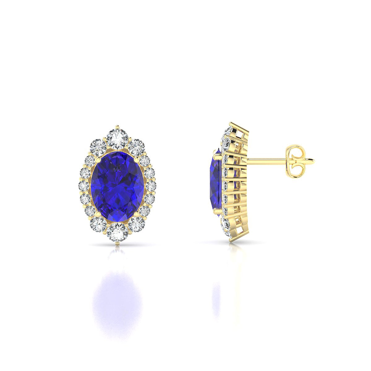 Romance | 18k Yellow Gold 8 x 6 mm Oval Tanzanite Earrings