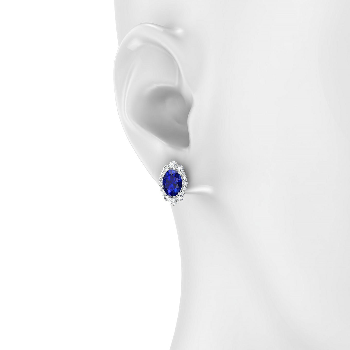 Romance | 18k White Gold 8 x 6 mm Oval Sapphire Earrings