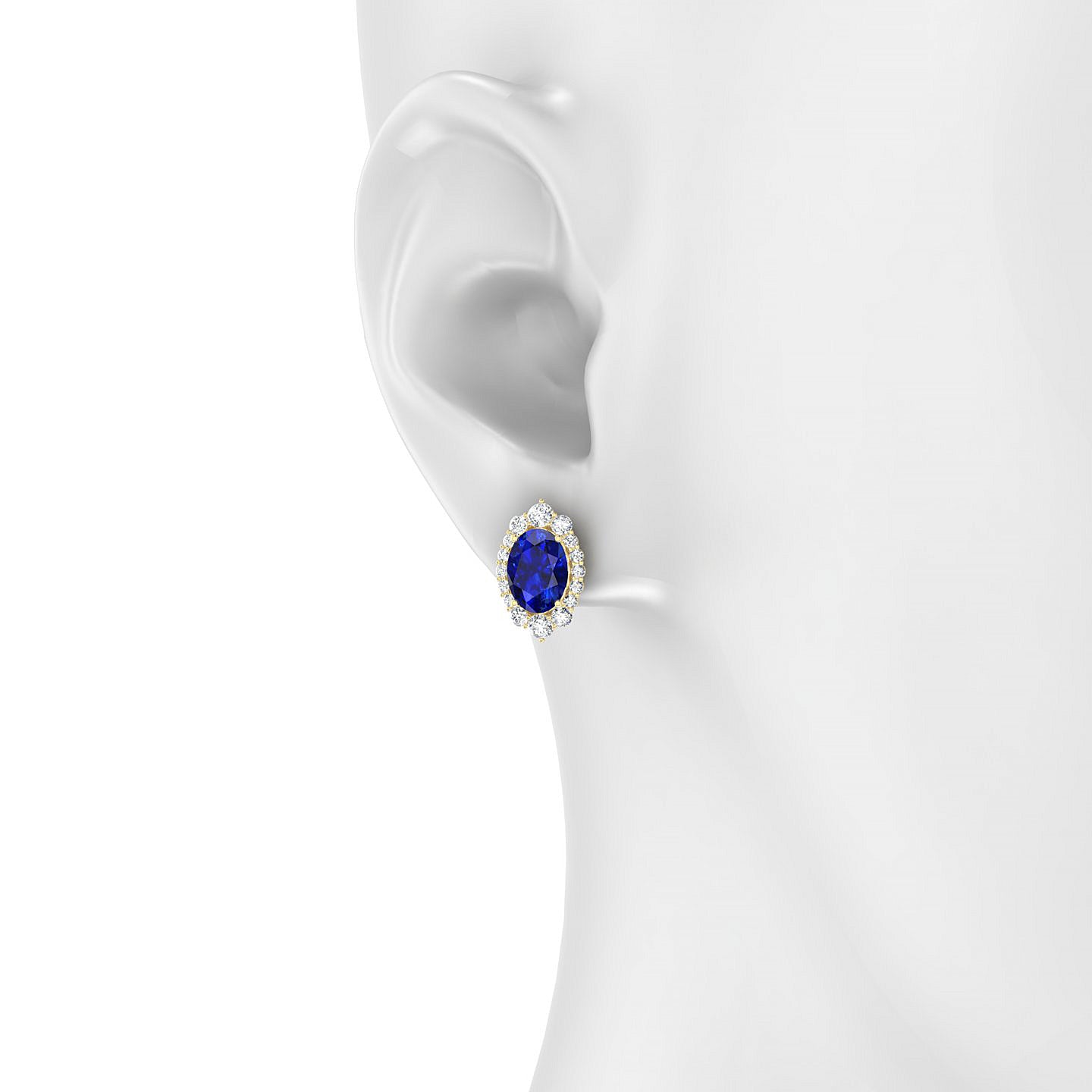 Romance | 18k Yellow Gold 8 x 6 mm Oval Sapphire Earrings