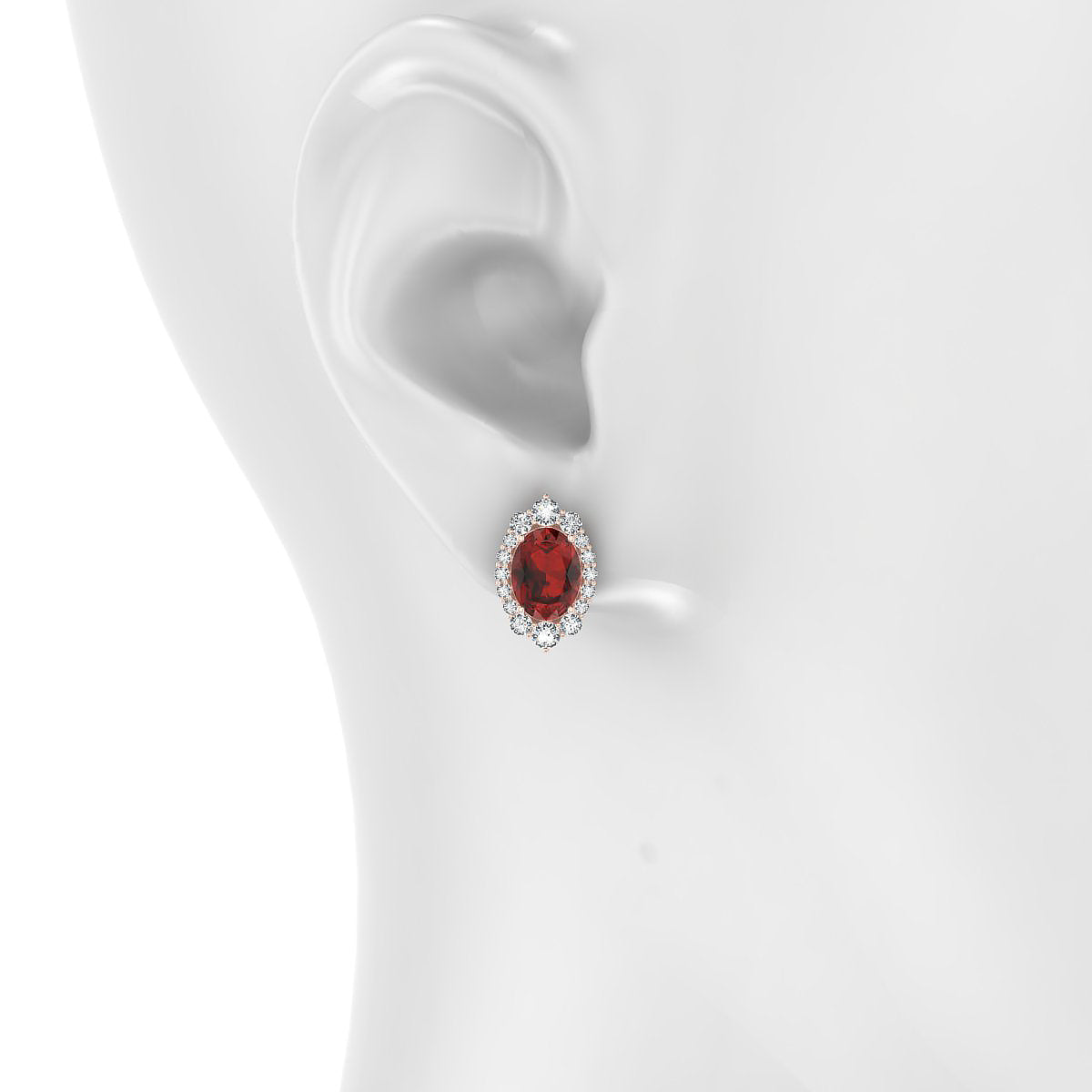 Romance | 18k Rose Gold 8 x 6 mm Oval Garnet Earrings