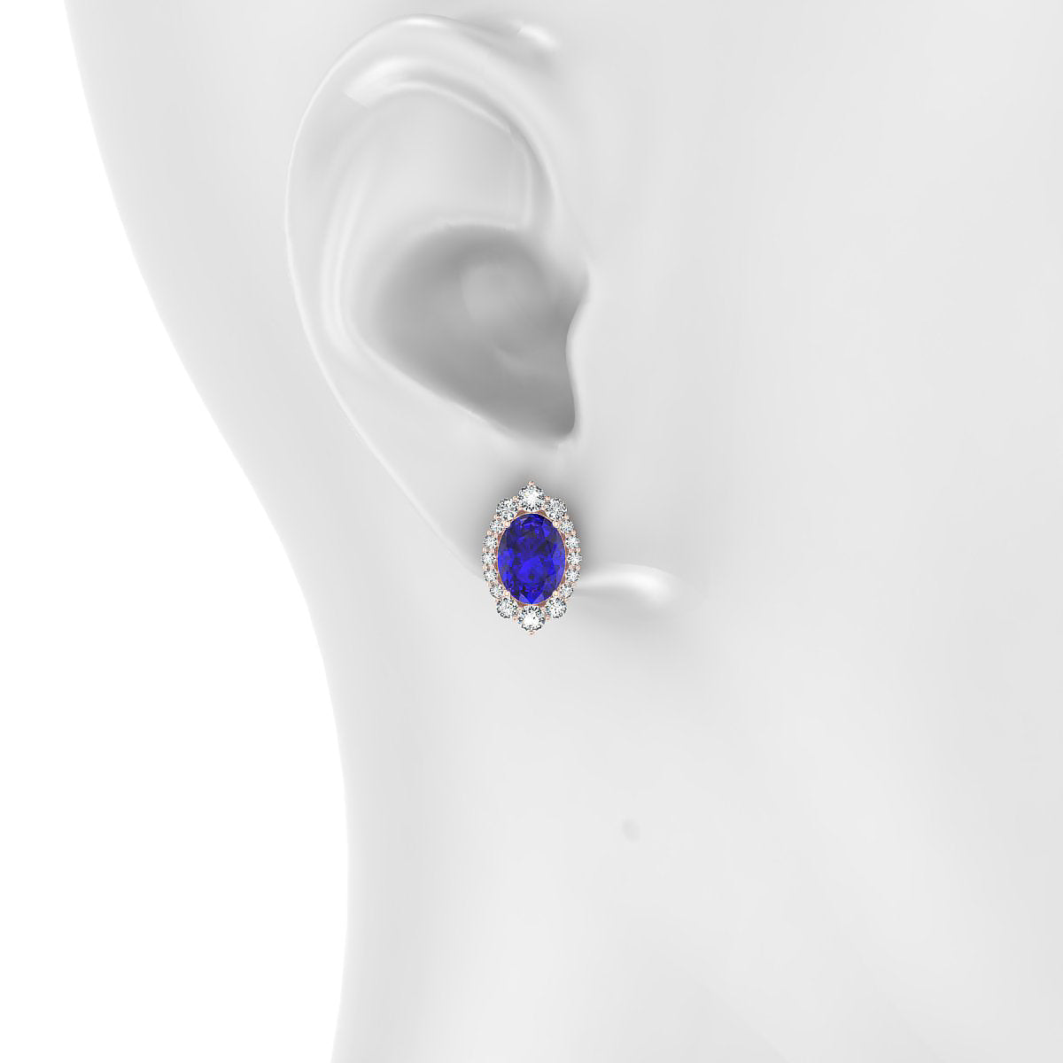 Romance | 18k Rose Gold 8 x 6 mm Oval Tanzanite Earrings