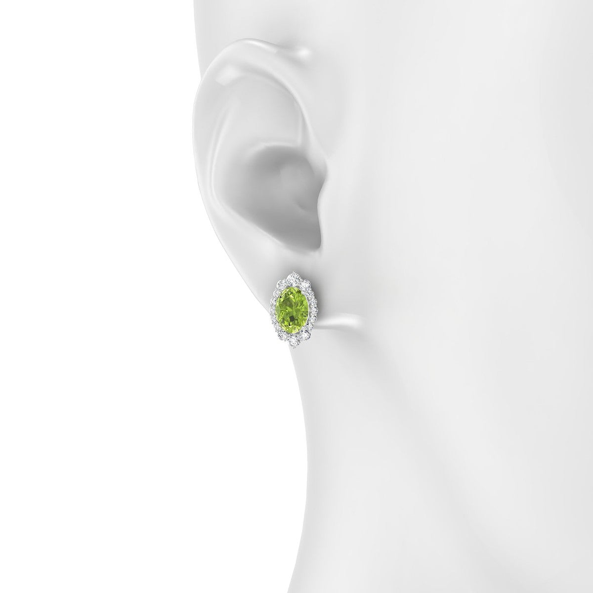 Romance | 18k White Gold 8 x 6 mm Oval Peridot Earrings