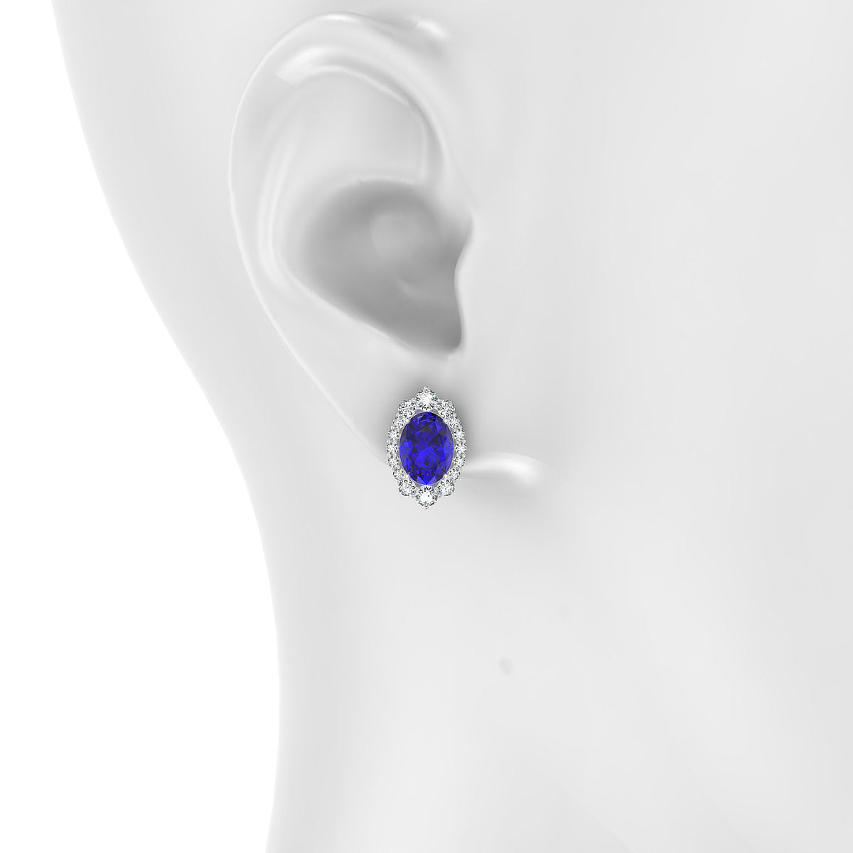Romance | 18k White Gold 8 x 6 mm Oval Tanzanite Earrings