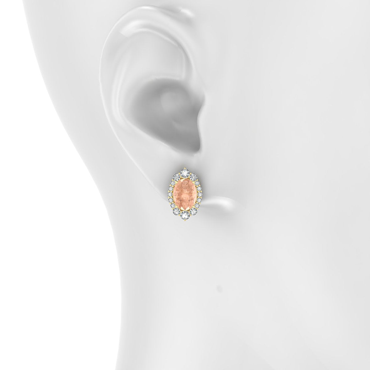 Romance | 18k Yellow Gold 8 x 6 mm Oval Morganite Earrings