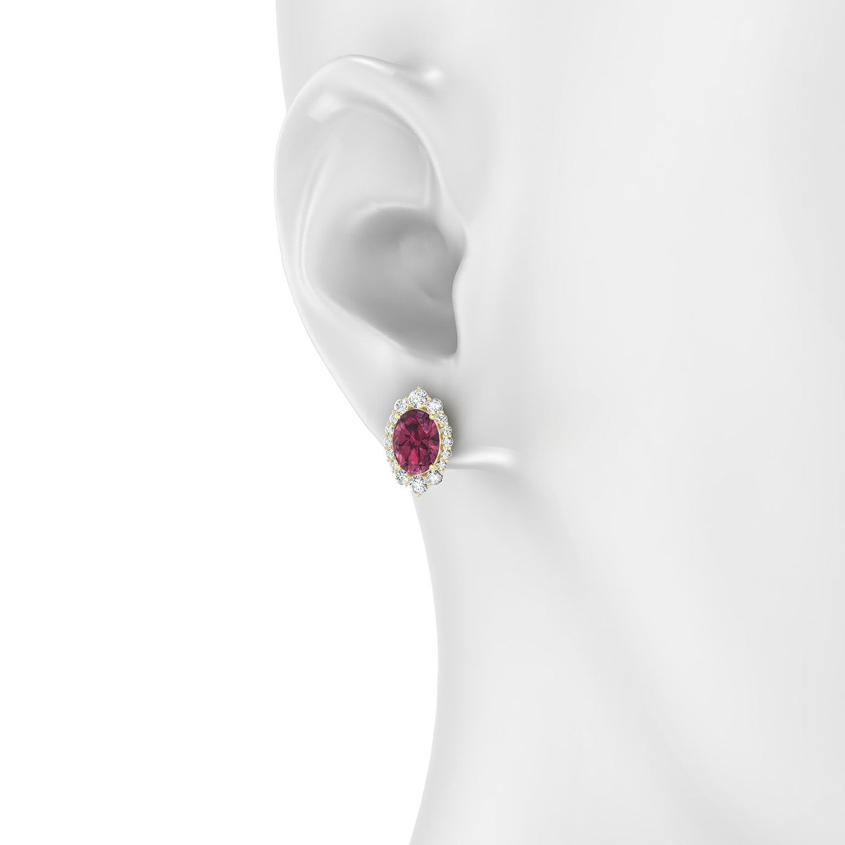Romance | 18k Yellow Gold 8 x 6 mm Oval Rhodolite Earrings