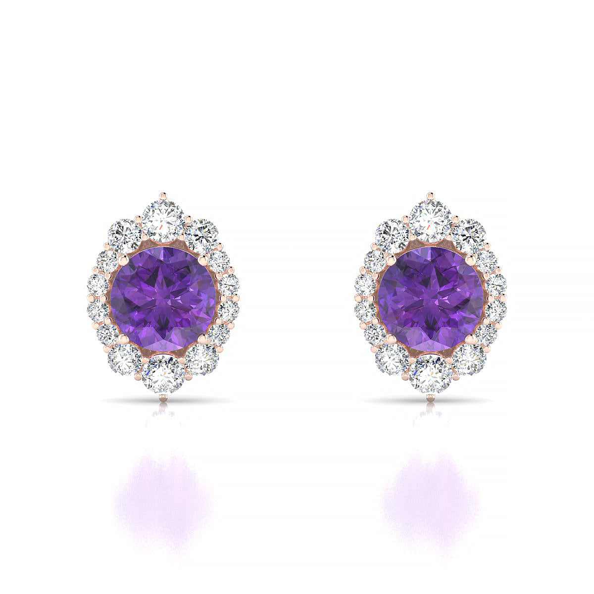 Romance | 18k Rose Gold 6 mm Round Amethyst Earrings