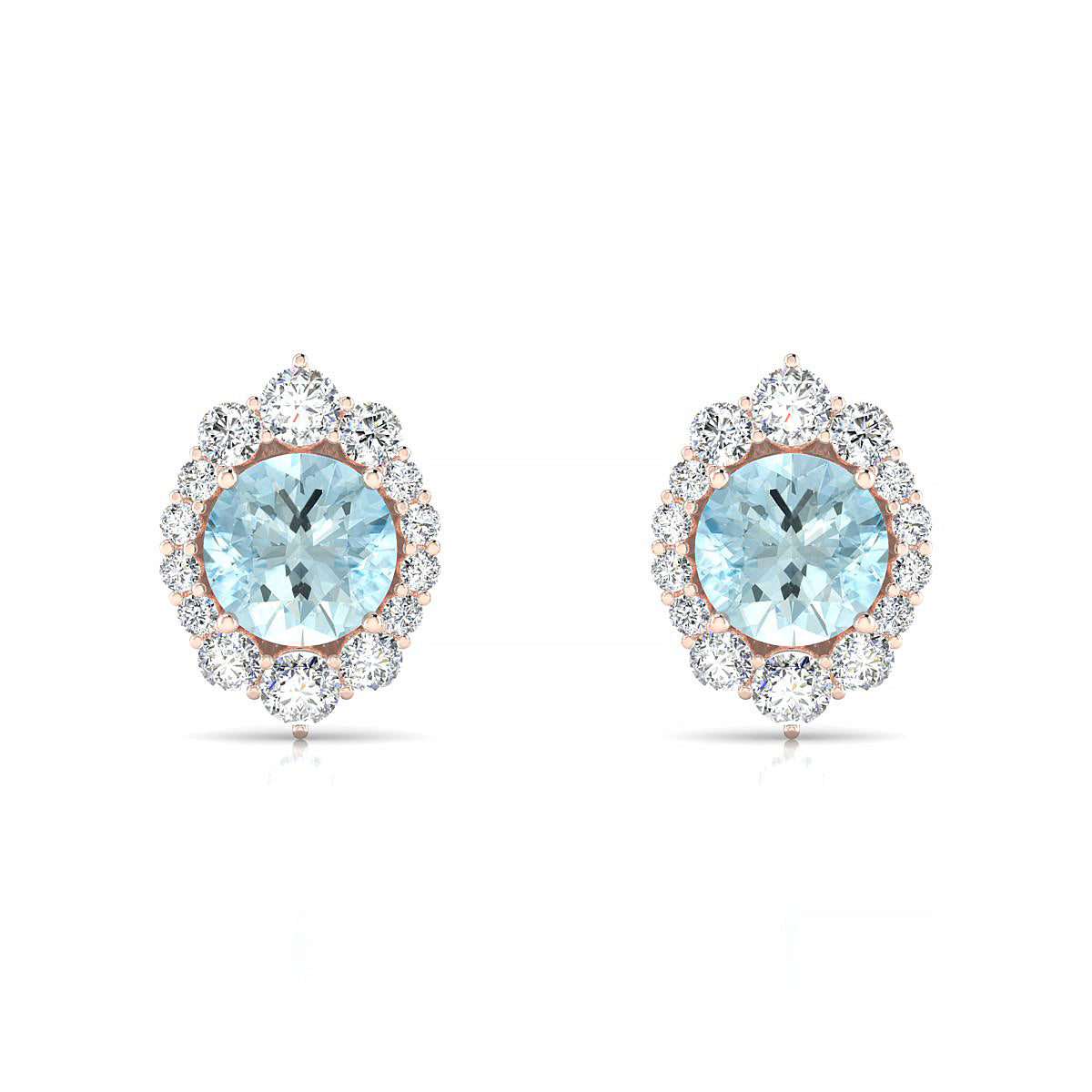 Romance | 18k Rose Gold 6 mm Round Aquamarine Earrings