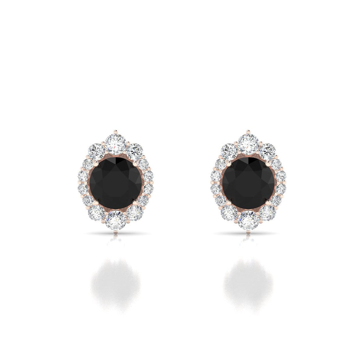 Romance | 18k Rose Gold 6 mm Round Black Diamond Earrings