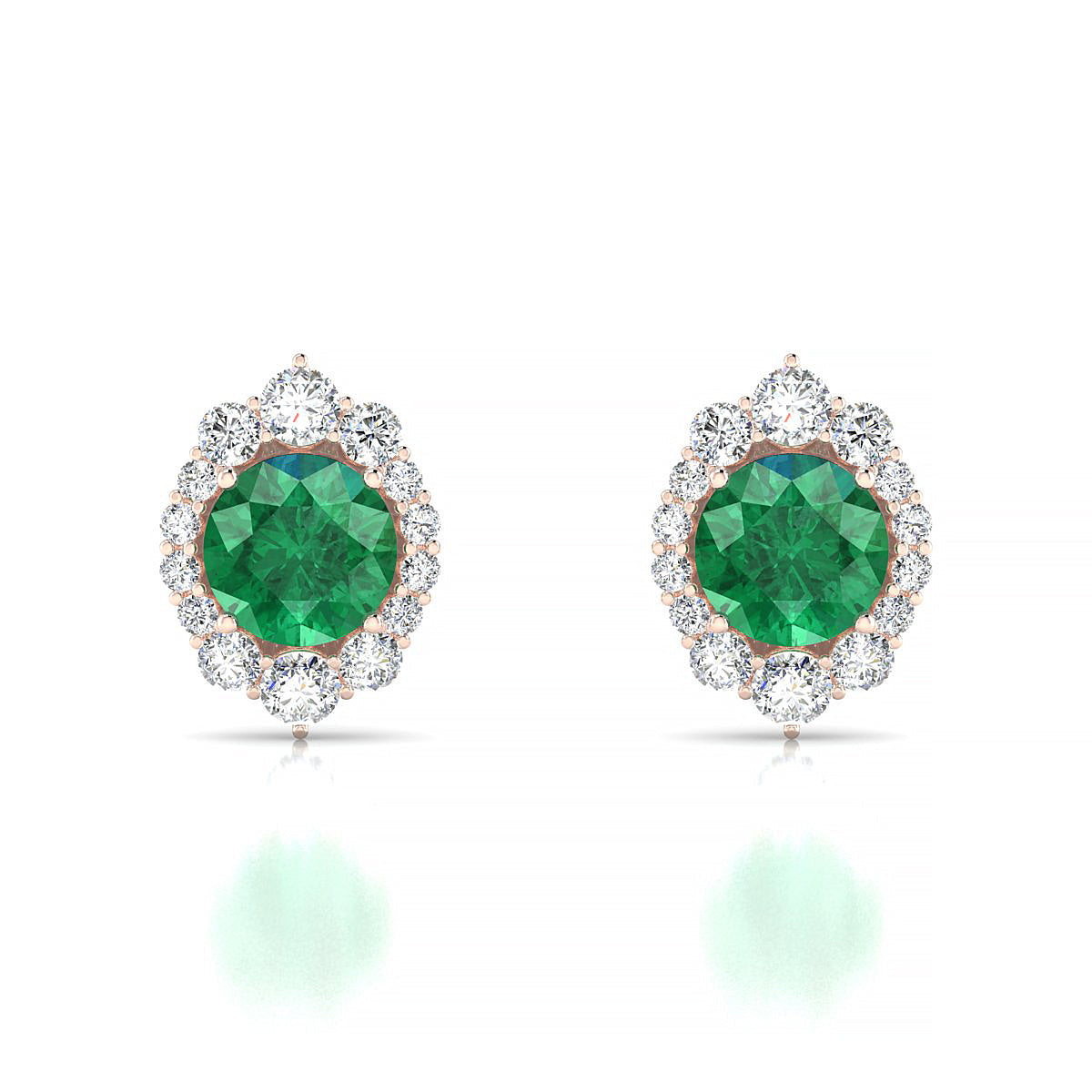 Romance | 18k Rose Gold 6 mm Round Emerald Earrings