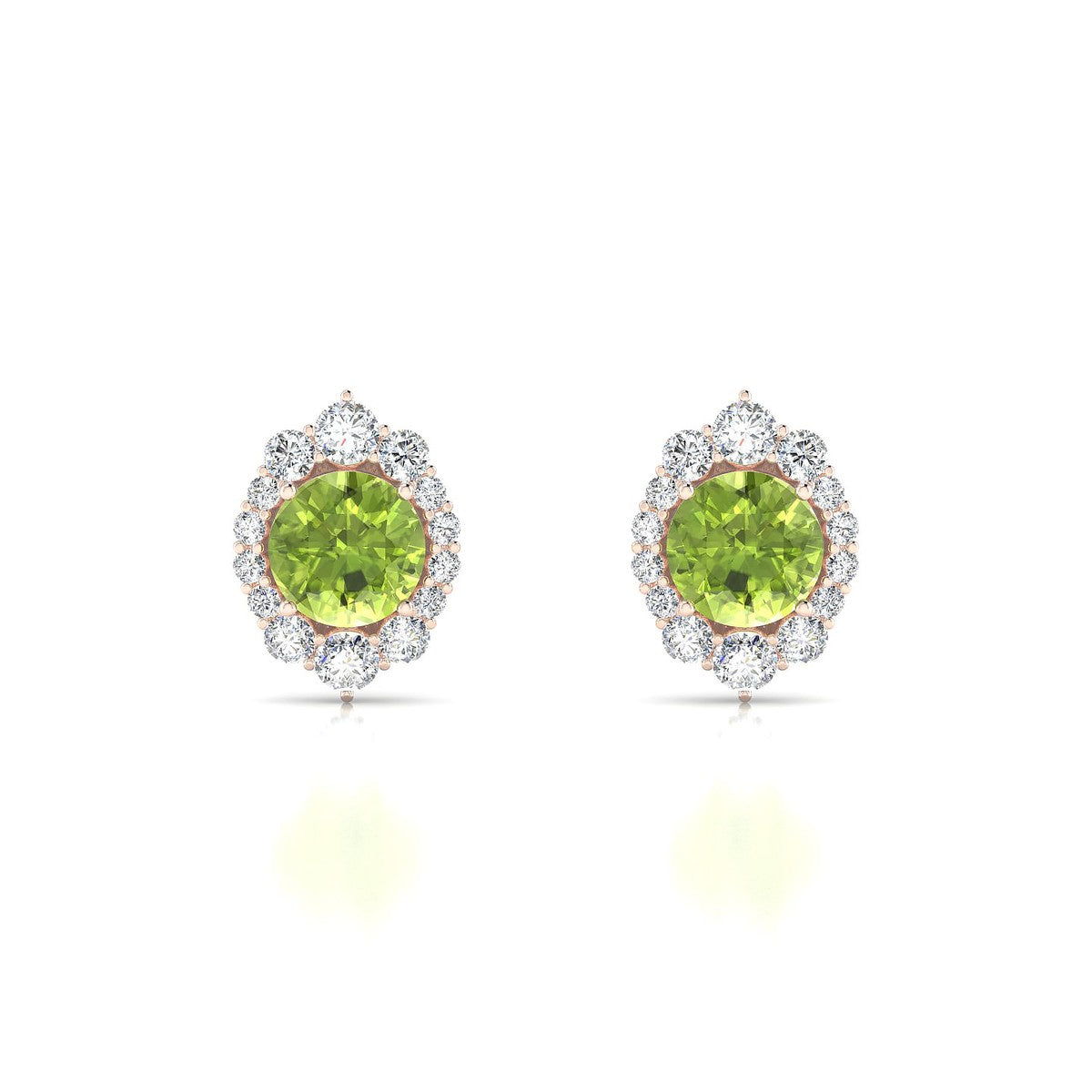 Romance | 18k Rose Gold 6 mm Round Peridot Earrings