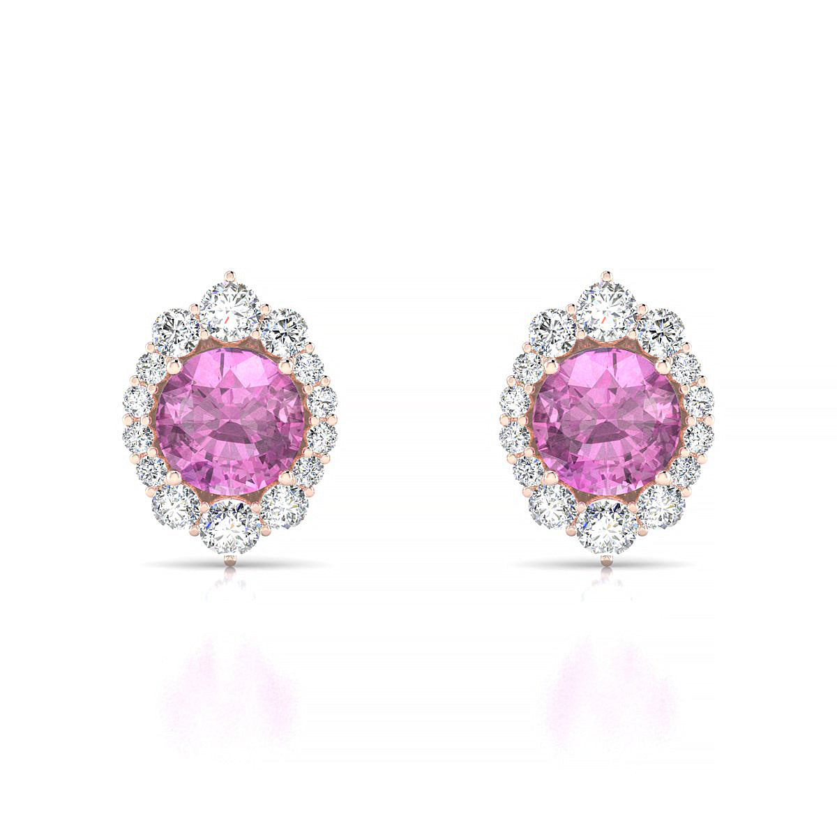 Romance | 18k Rose Gold 6 mm Round Pink Sapphire Earrings