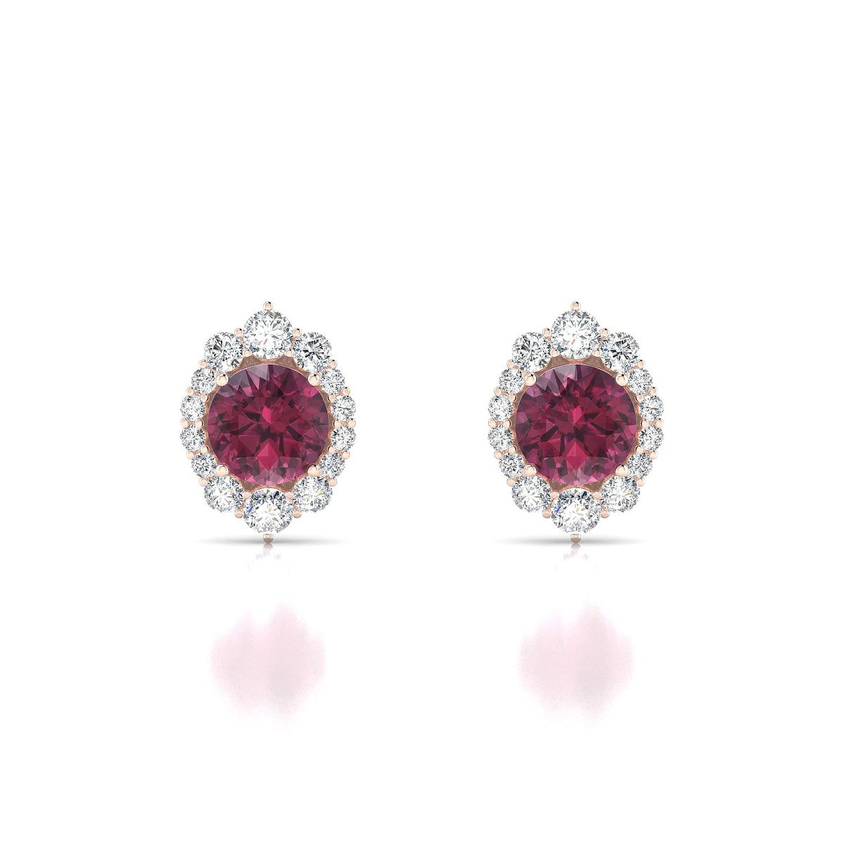 Romance | 18k Rose Gold 6 mm Round Rhodolite Earrings