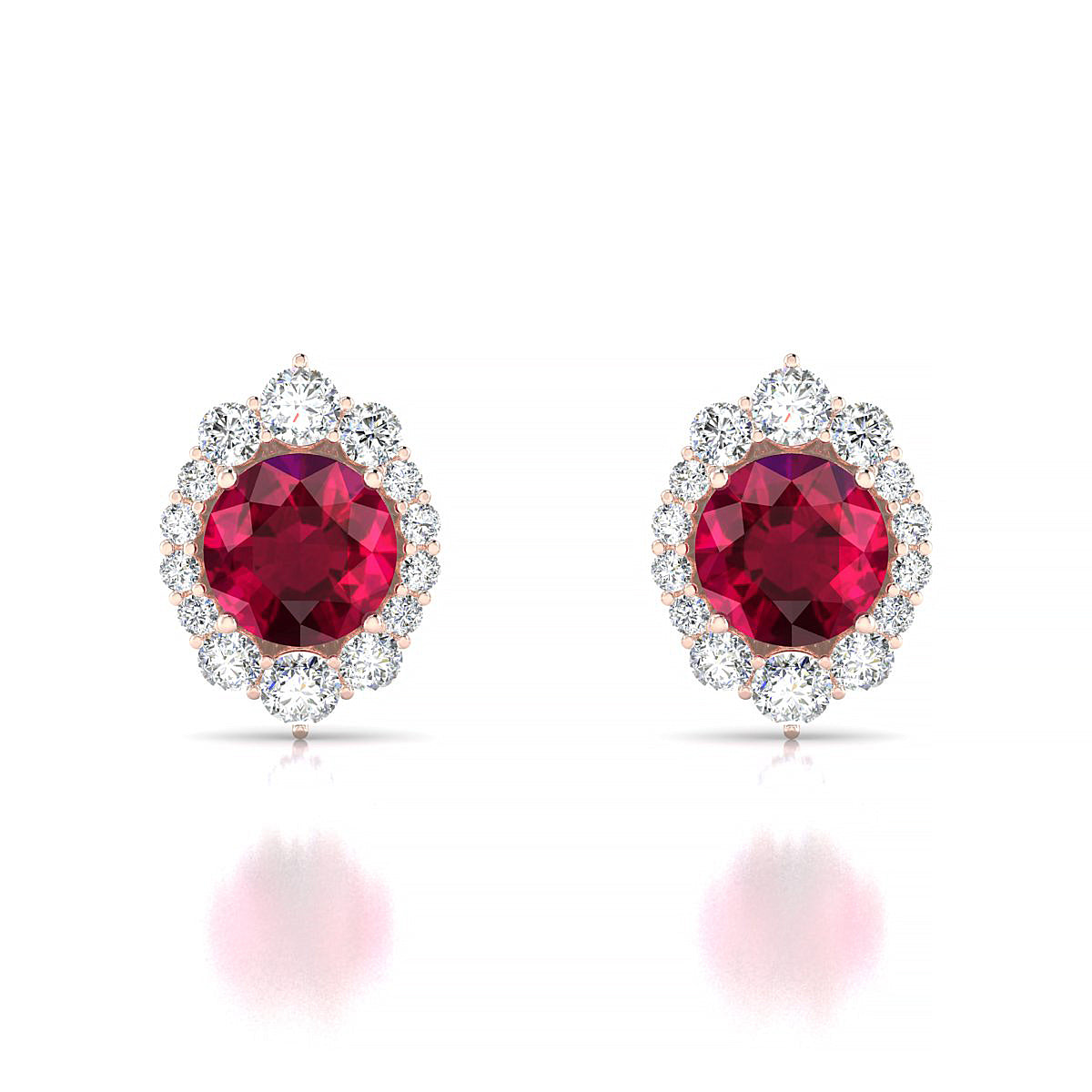 Romance | 18k Rose Gold 6 mm Round Ruby Earrings