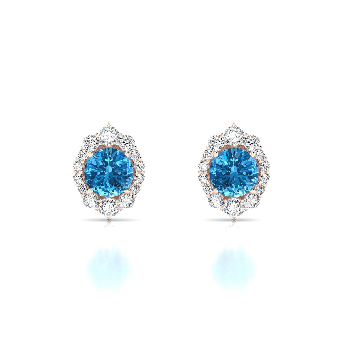 Romance | 18k Rose Gold 6 mm Round Topaz Earrings