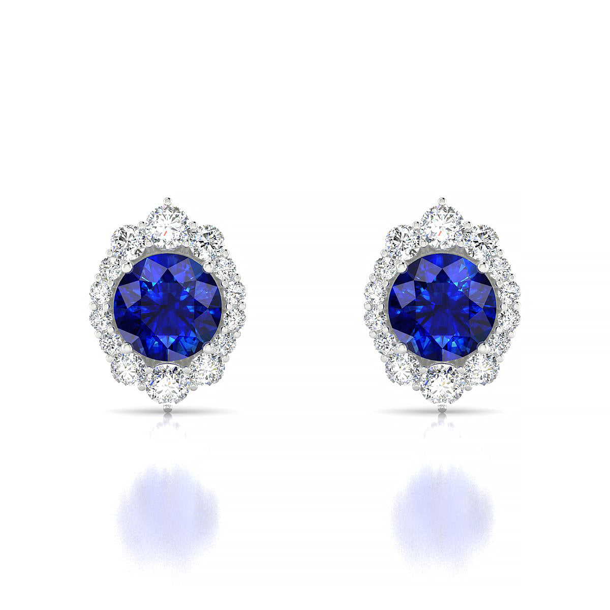 Romance | 18k White Gold 6 mm Round Sapphire Earrings