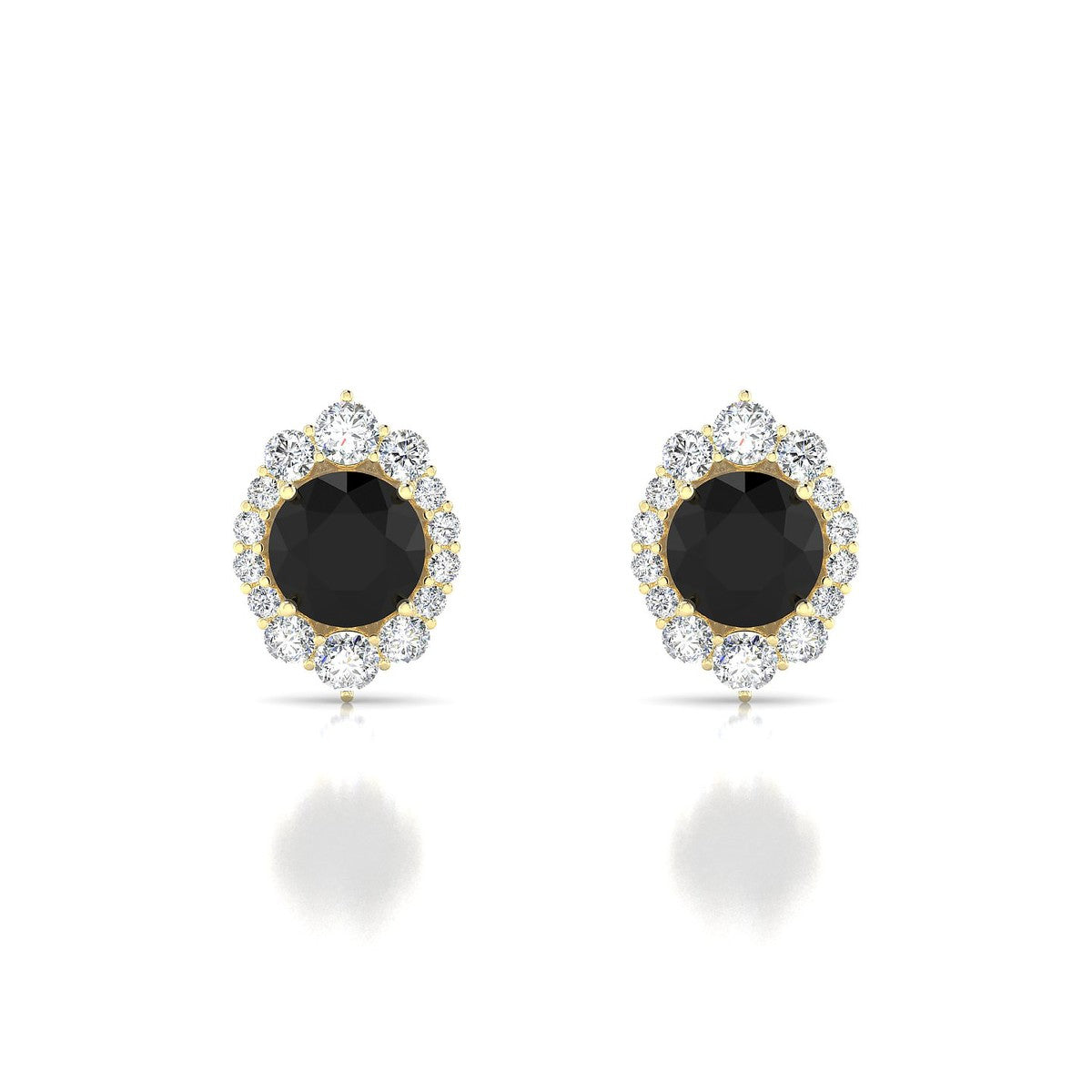Romance | 18k Yellow Gold 6 mm Round Black Diamond Earrings