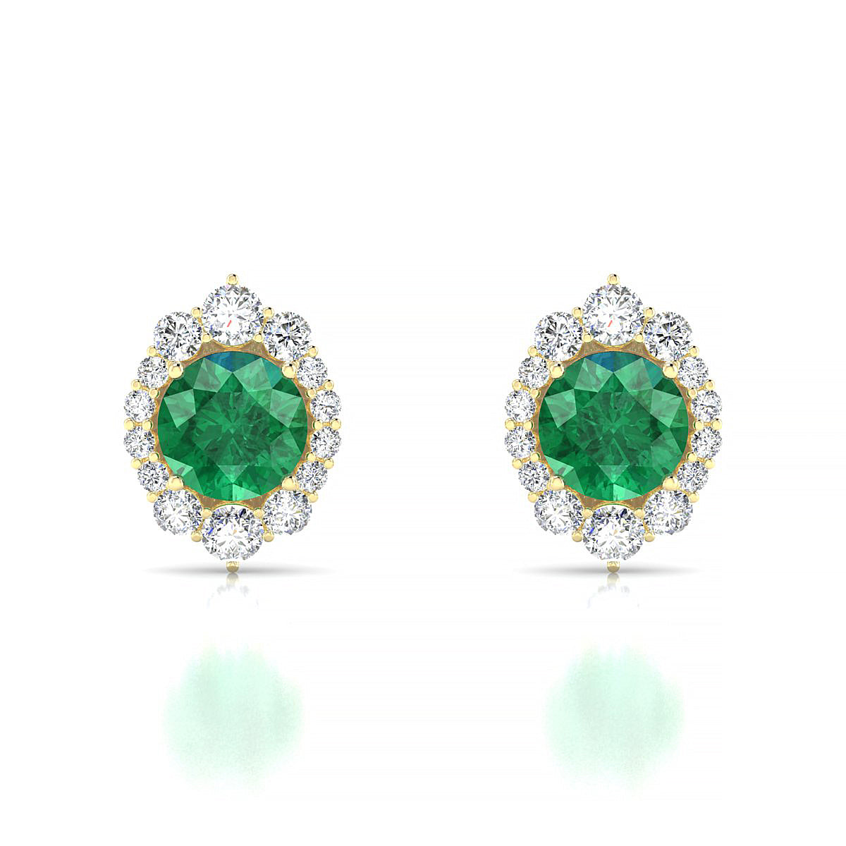 Romance | 18k Yellow Gold 6 mm Round Emerald Earrings