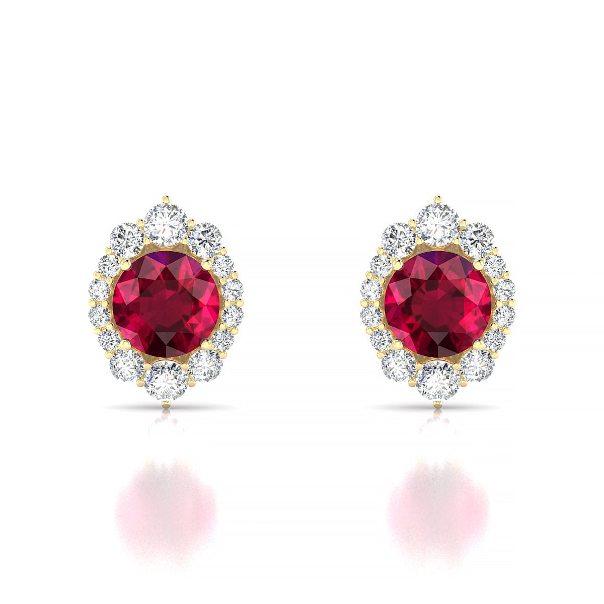 Romance | 18k Yellow Gold 6 mm Round Ruby Earrings