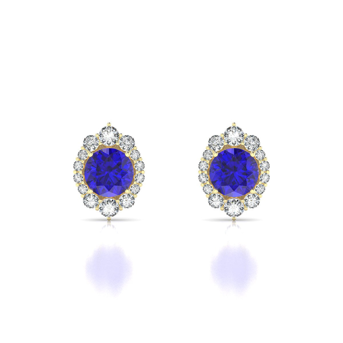 Romance | 18k Yellow Gold 6 mm Round Tanzanite Earrings