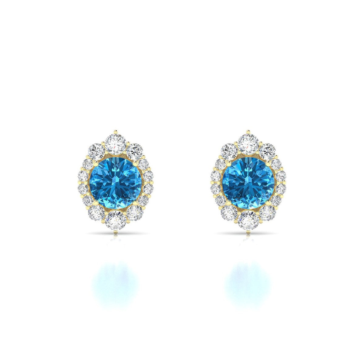 Romance | 18k Yellow Gold 6 mm Round Topaz Earrings