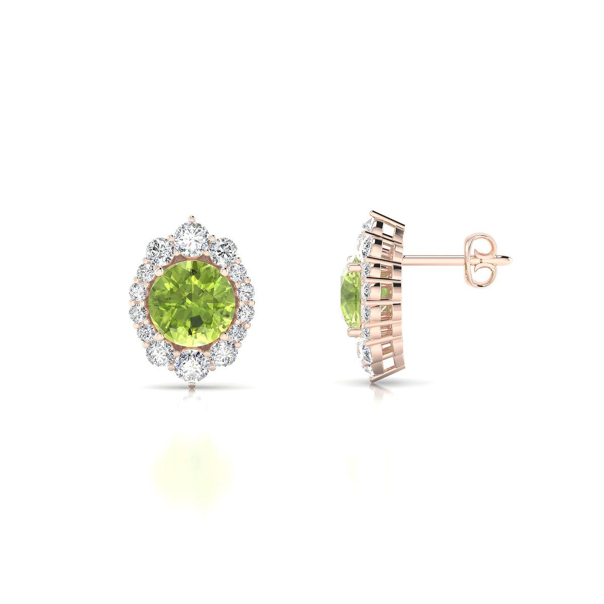 Romance | 18k Rose Gold 6 mm Round Peridot Earrings