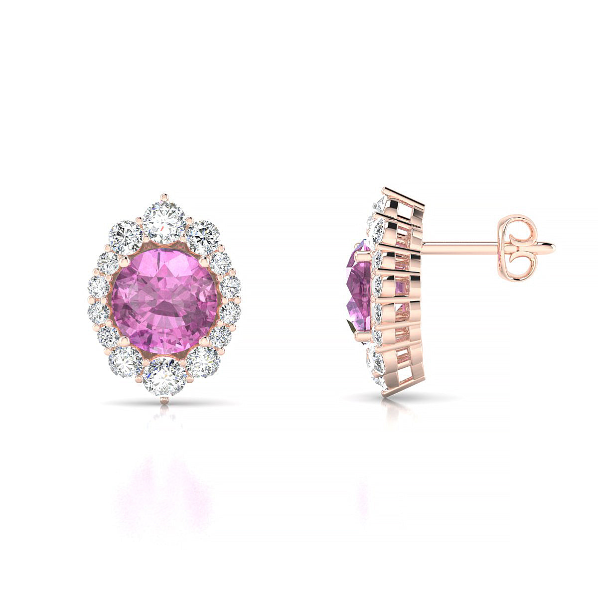 Romance | 18k Rose Gold 6 mm Round Pink Sapphire Earrings