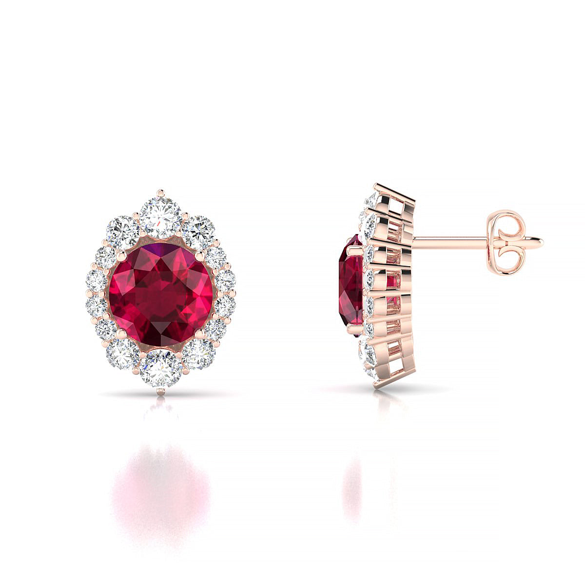 Romance | 18k Rose Gold 6 mm Round Ruby Earrings