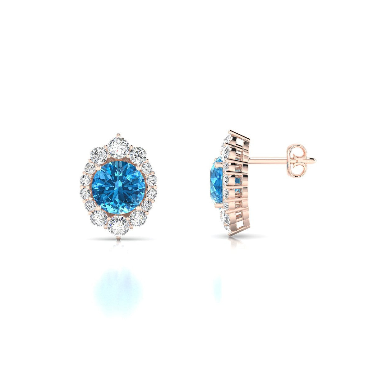 Romance | 18k Rose Gold 6 mm Round Topaz Earrings
