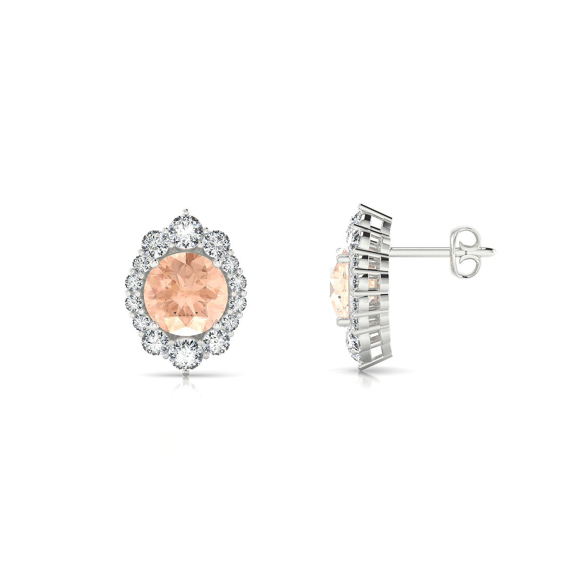 Romance | 18k White Gold 6 mm Round Morganite Earrings