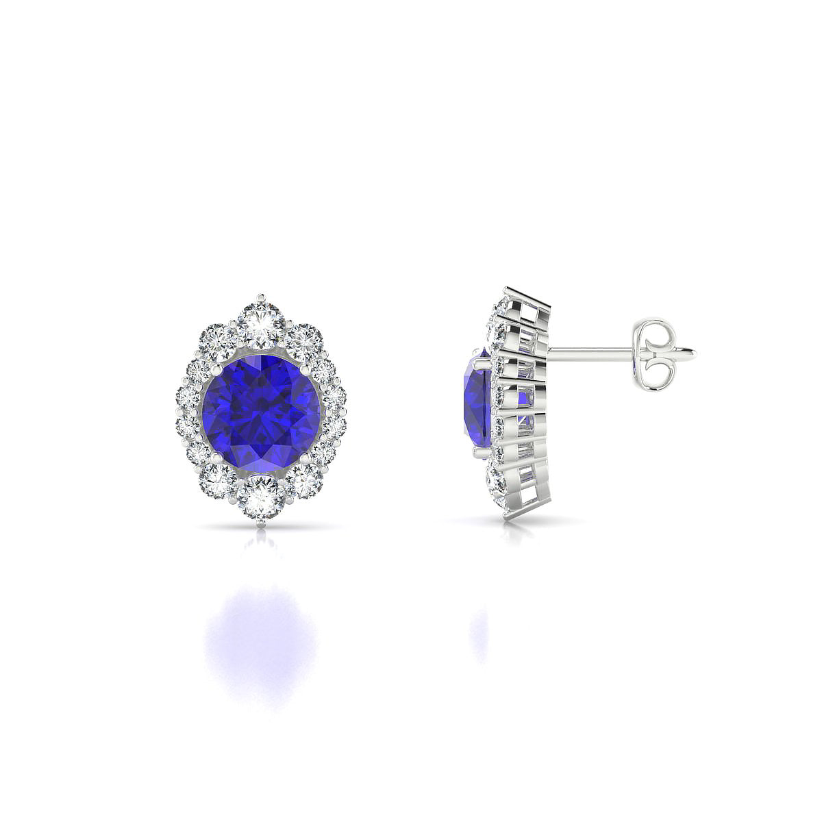 Romance | 18k White Gold 6 mm Round Tanzanite Earrings