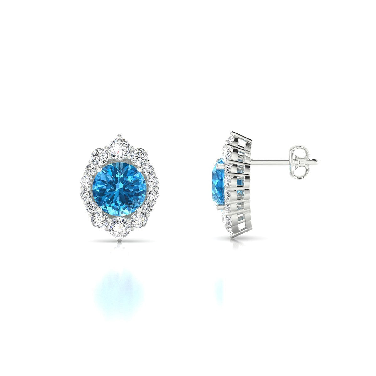 Romance | 18k White Gold 6 mm Round Topaz Earrings