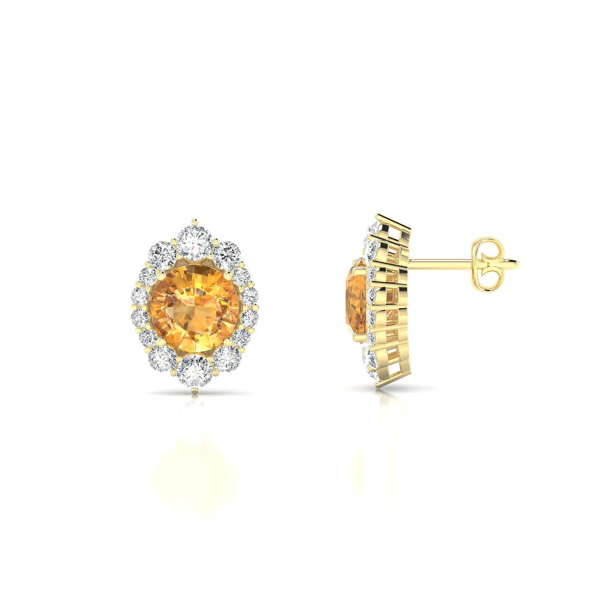 Romance | 18k Yellow Gold 6 mm Round Citrine Earrings