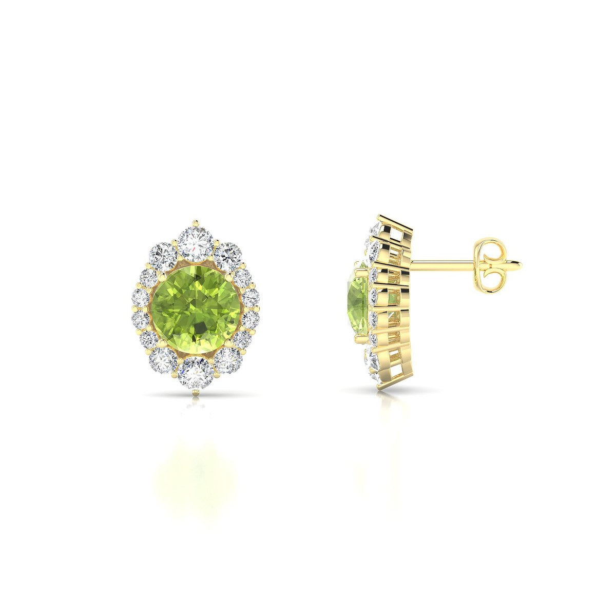 Romance | 18k Yellow Gold 6 mm Round Peridot Earrings