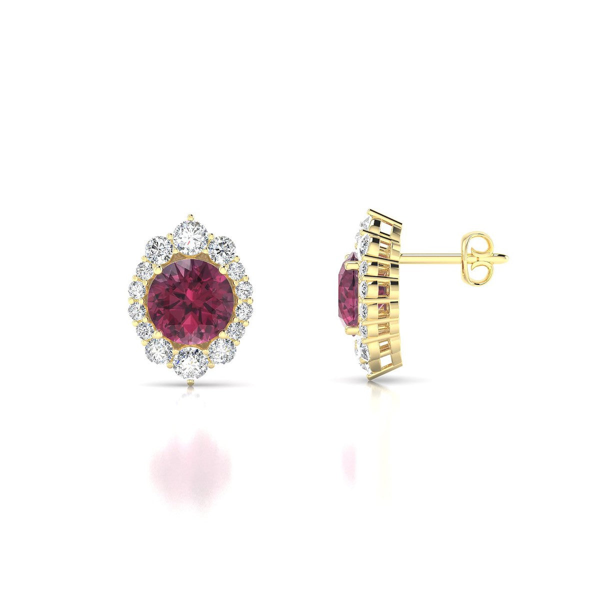 Romance | 18k Yellow Gold 6 mm Round Rhodolite Earrings