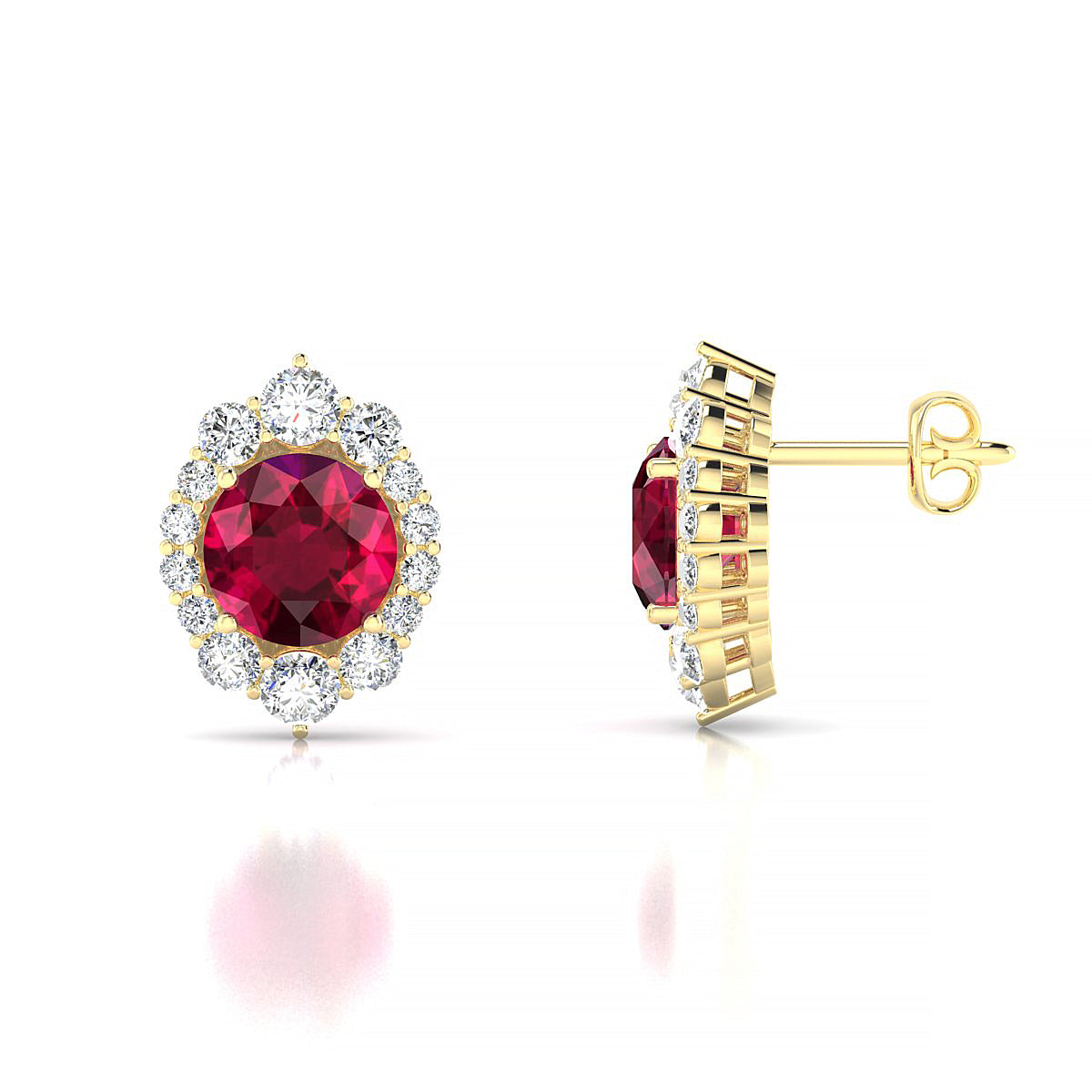 Romance | 18k Yellow Gold 6 mm Round Ruby Earrings