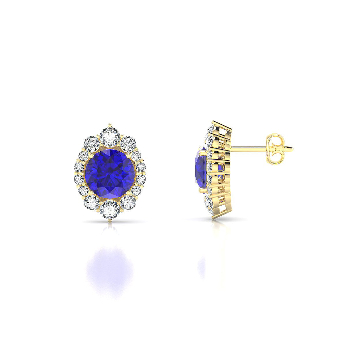 Romance | 18k Yellow Gold 6 mm Round Tanzanite Earrings