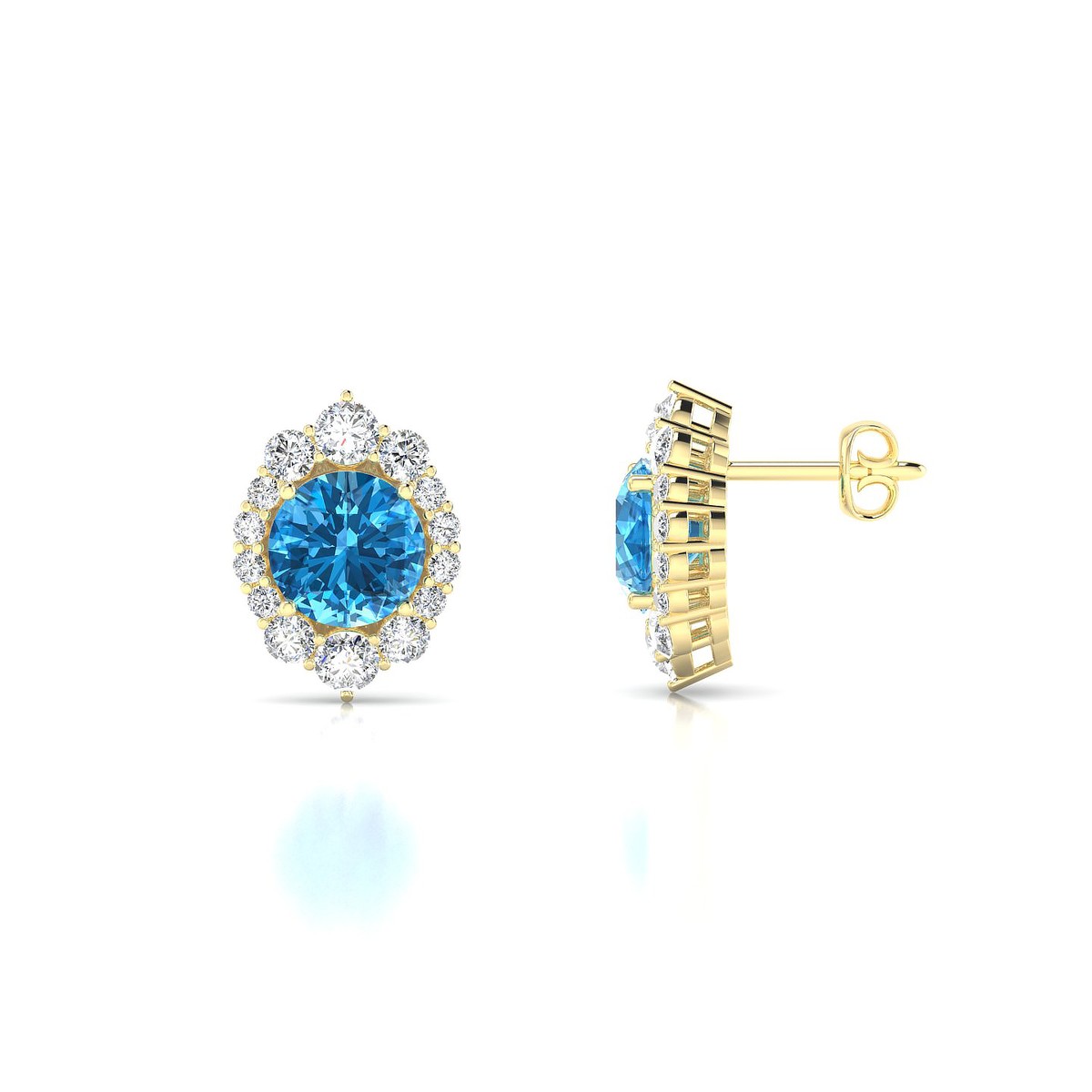Romance | 18k Yellow Gold 6 mm Round Topaz Earrings