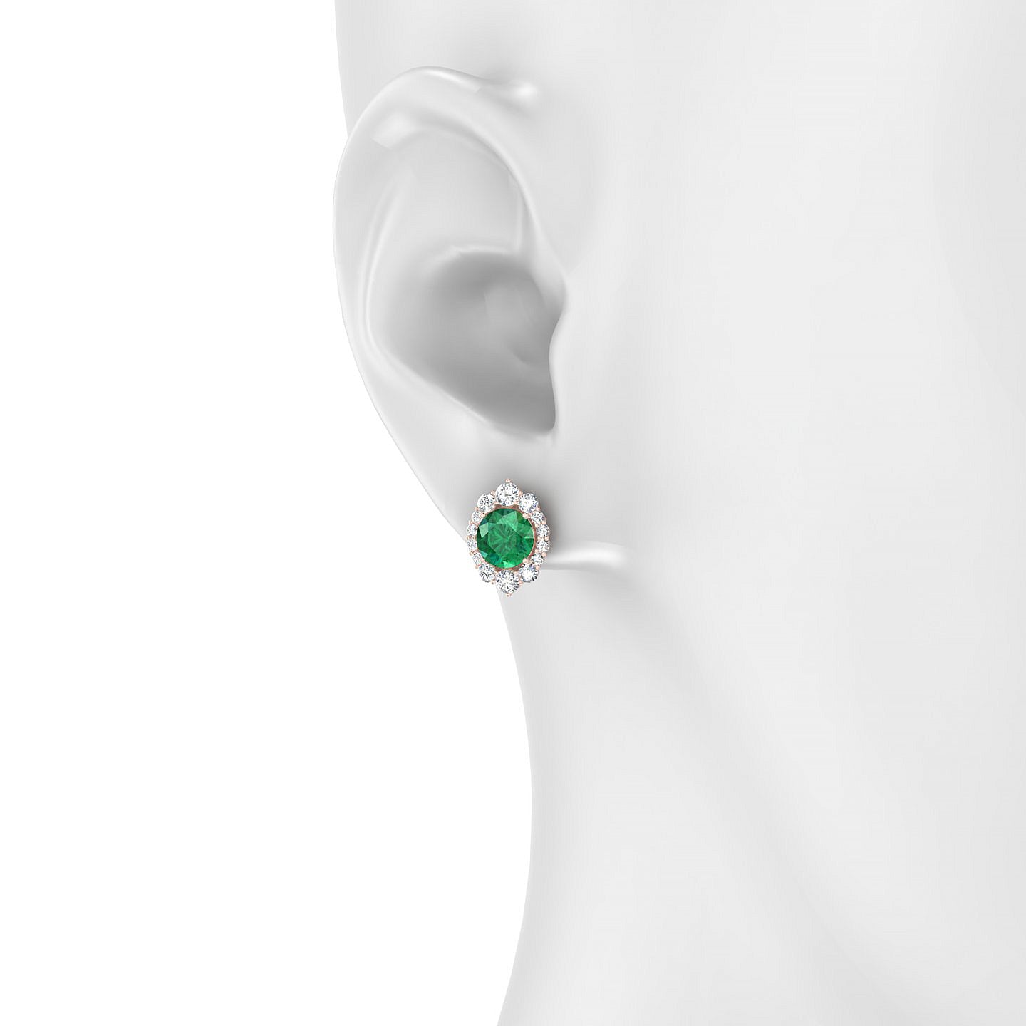 Romance | 18k Rose Gold 6 mm Round Emerald Earrings