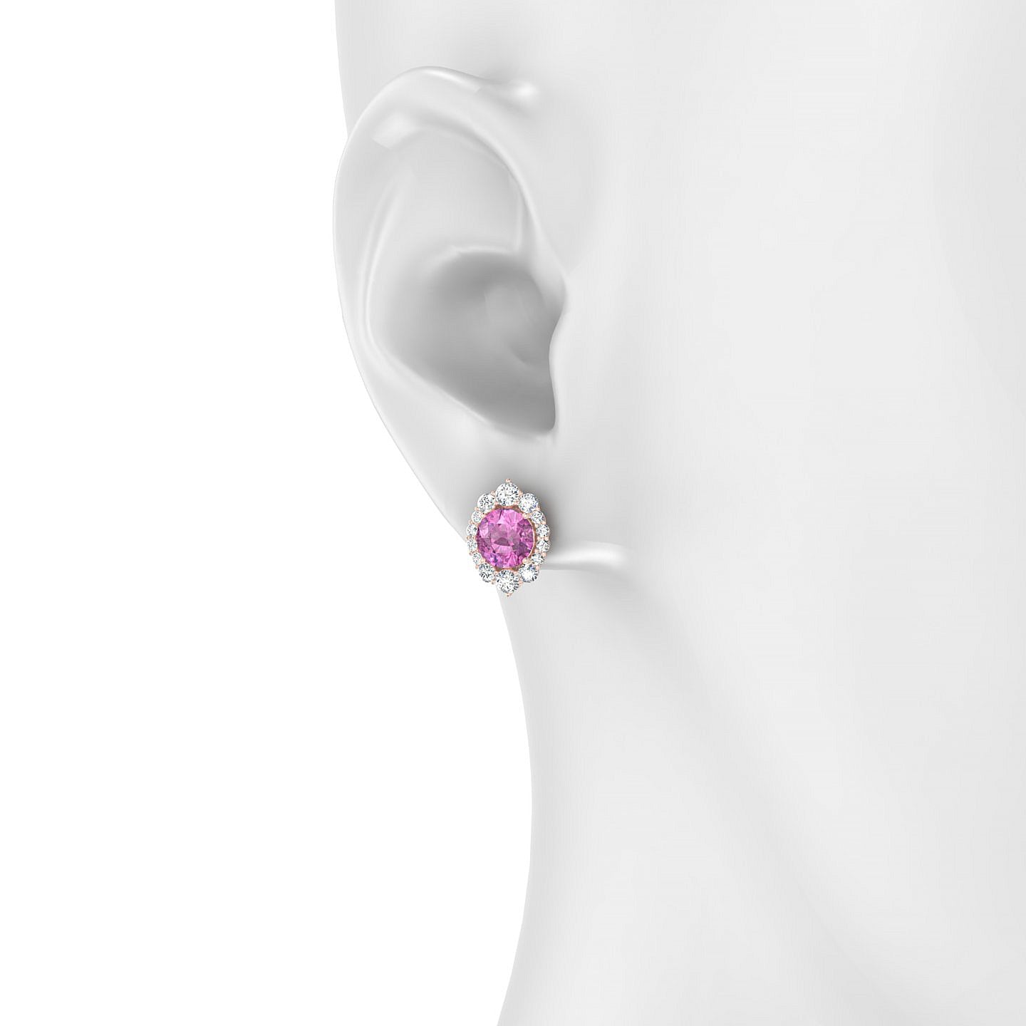 Romance | 18k Rose Gold 6 mm Round Pink Sapphire Earrings