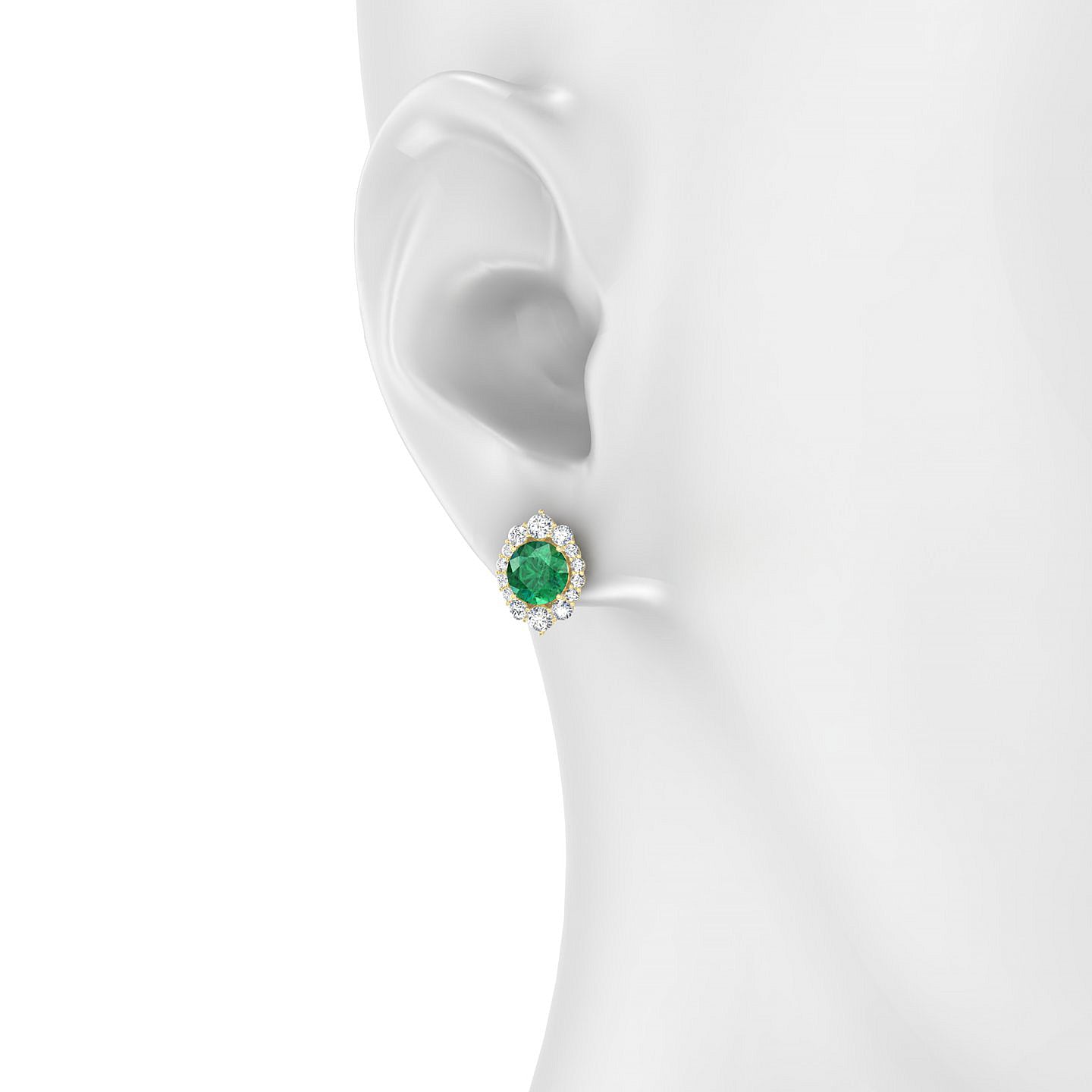Romance | 18k Yellow Gold 6 mm Round Emerald Earrings